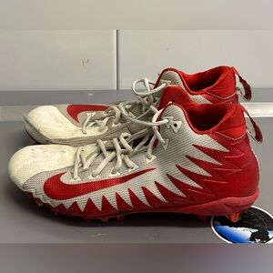 NIKE ALPHA MENACE 871451-168 MEN'S ANKLE FOOTBALL CLEATS SHOES RED WHITE SZ 10.5